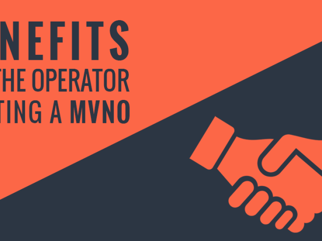 An orange and dark gray graphic with the text "Benefits for the operator hosting a MVNO"