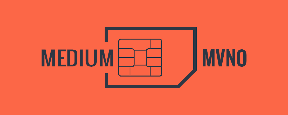 An orange and dark gray graphic with the text "Medium MVNO" on top of a SIM card