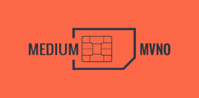 An orange and dark gray graphic with the text "Medium MVNO" on top of a SIM card