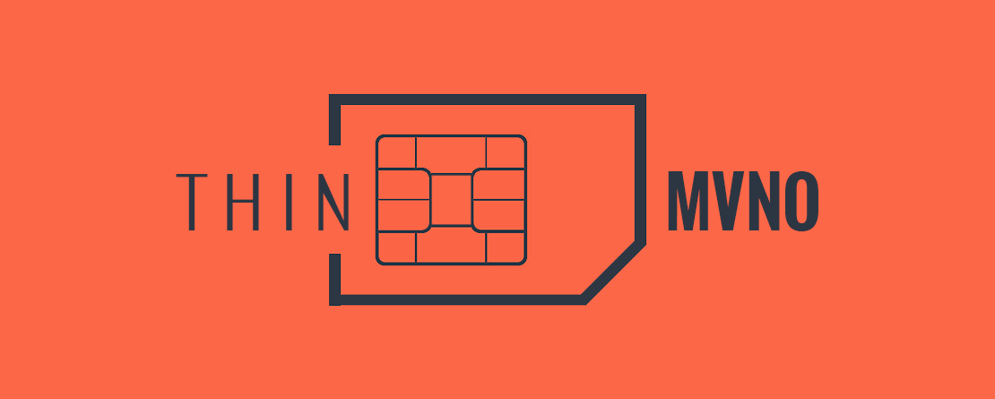 An orange and dark gray graphic with the text "Thin MVNO" on top of a SIM card