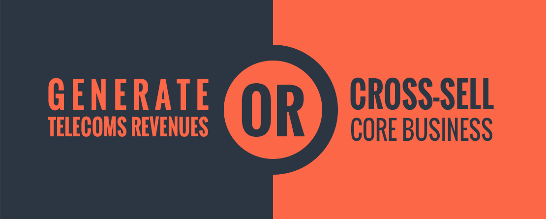 An orange and dark gray graphic with the text "Generate Telecoms Revenue or Cross-sell Core Business" as MVNO objectives