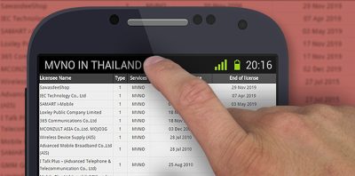 MVNO licenses in Thailand as of 2016