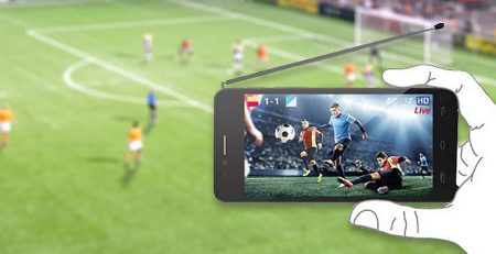 Three mobile phones and one tablet with built-in DVB-T2