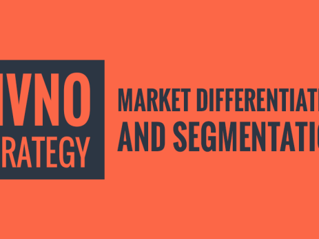 An orange and dark gray graphic with the text "MVNO Strategy: Market Differentiation and Segmentation"