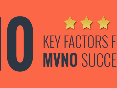 An orange and dark gray graphic with the text "10 Key factors for MVNO success" and 3 stars.