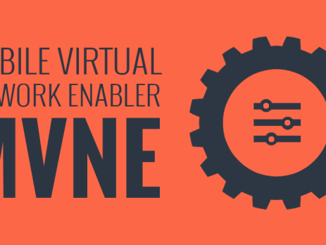 An orange and dark gray graphic with the text "Mobile Virtual Network Enabler (MVNE)" and an icon representing a MVNE.