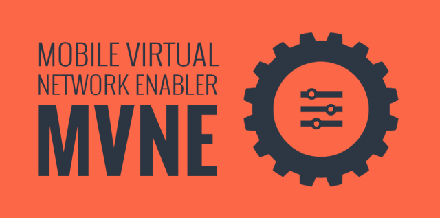 An orange and dark gray graphic with the text "Mobile Virtual Network Enabler (MVNE)" and an icon representing a MVNE.