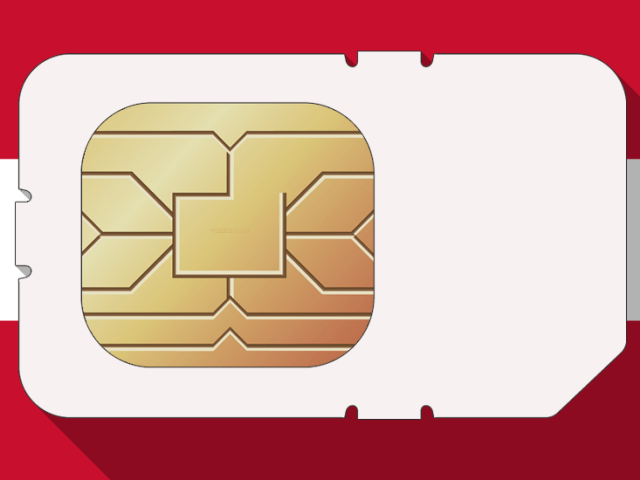 A SIM card overlaid on the Austrian flag, symbolizing the mobile virtual network operator (MVNO) market in Austria.