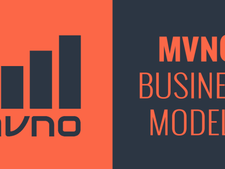 An orange and dark gray graphic with the text "MVNO BUSINESS MODELS" on the right. On the left, a logo shows a rising bar chart above the word "MVNO."